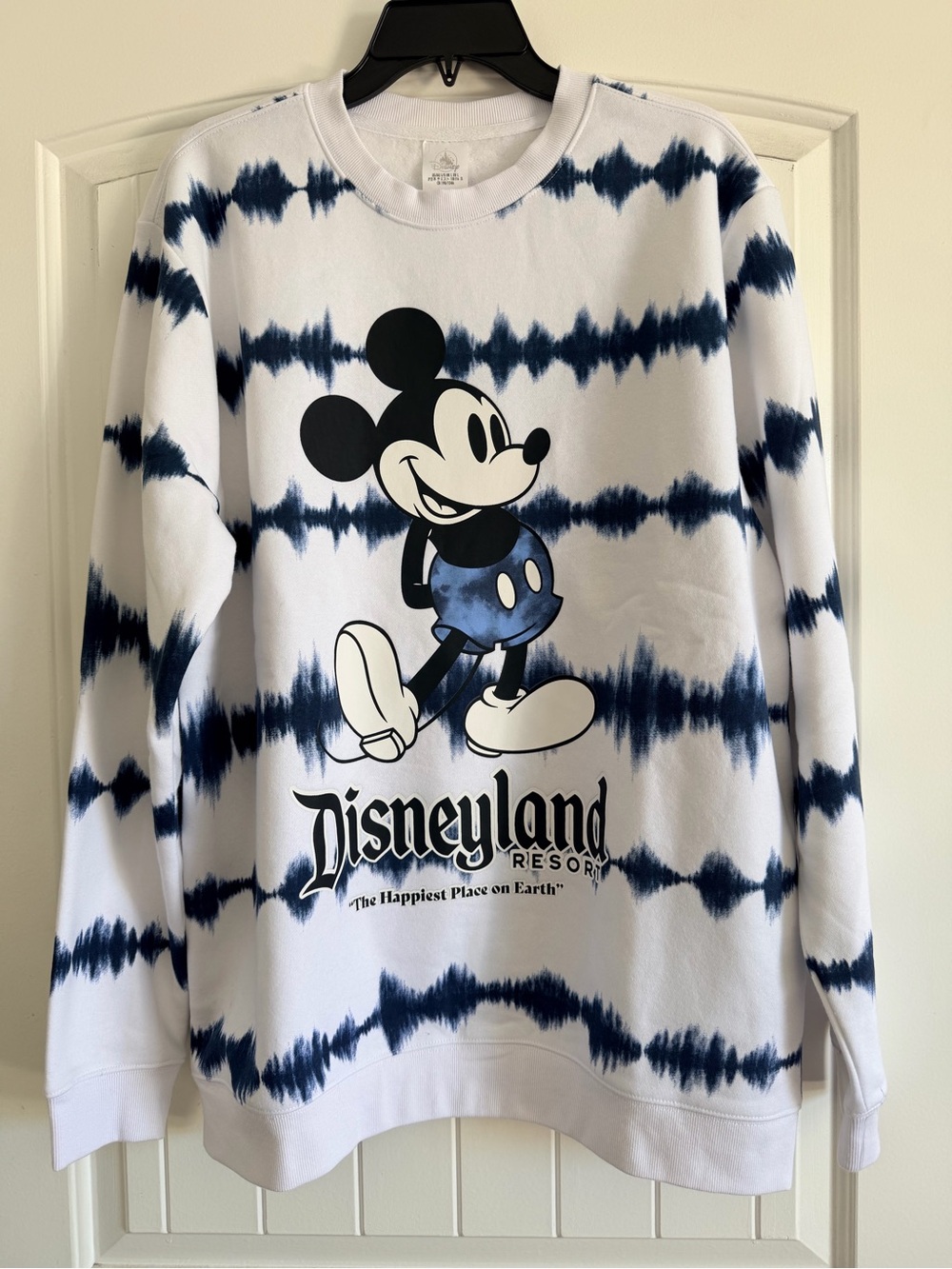 Disney White & Navy Tie-Dye Mickey Sweatshirt size Large
